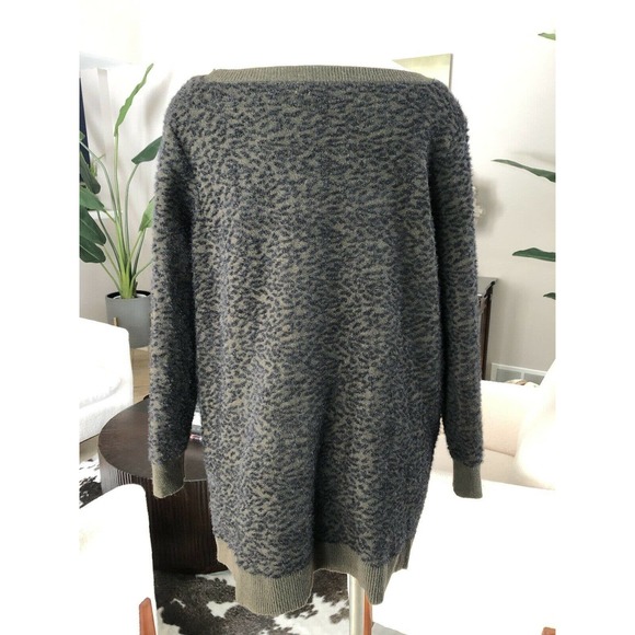 Mesh Lace Olive/black Animal Print Sweater - Picture 4 of 8